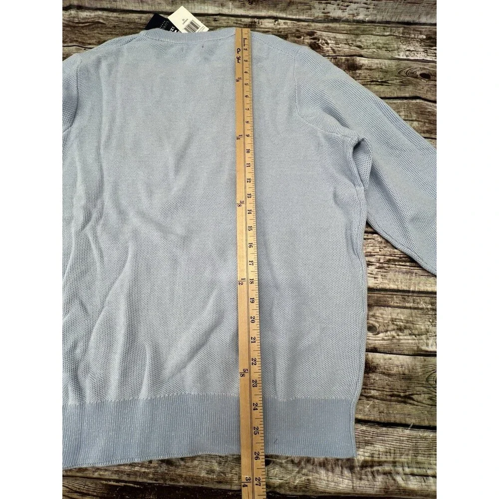 Izod Mens Size Medium Light Blue Sweater Pullover Long Sleeve Cotton Textured